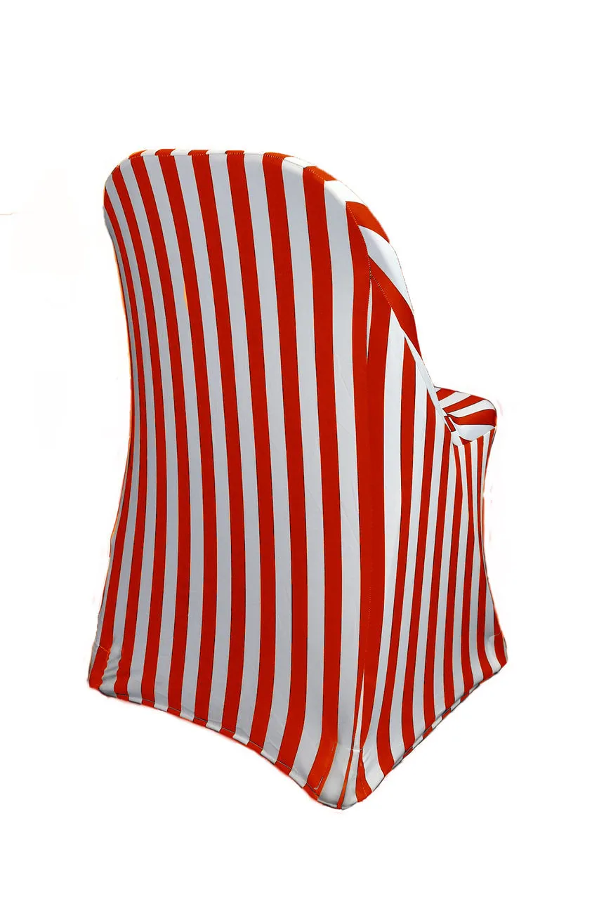 Stretch Spandex Folding Chair Covers Striped Red and White