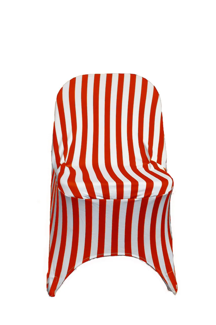 Stretch Spandex Folding Chair Covers Striped Red and White