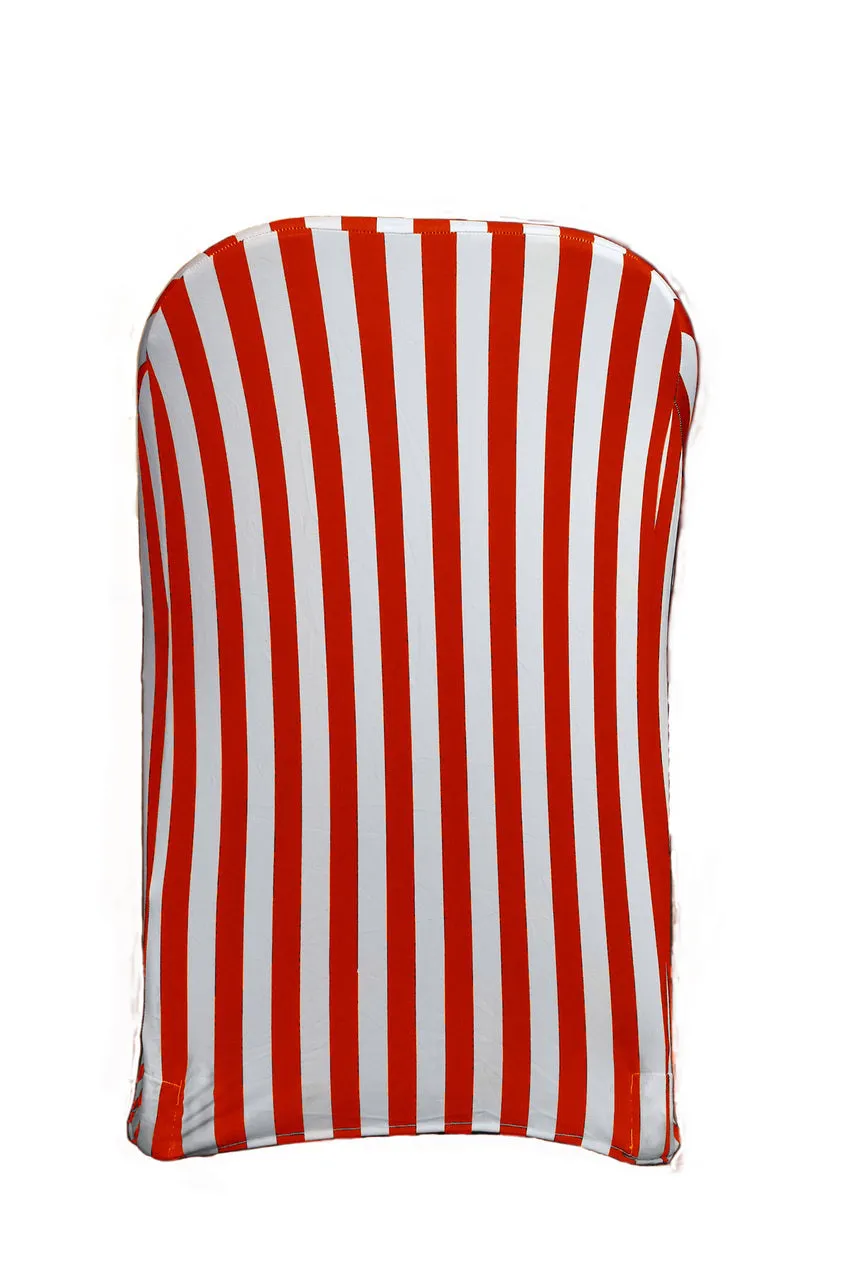 Stretch Spandex Folding Chair Covers Striped Red and White