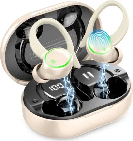 Wireless Earbuds, Bluetooth 5.4 Headphones Sports, 50H Playback Over-Ear buds with ENC Noise Cancelling Mic, Hifi Stereo Fitness Earphones with Earhooks, IP7 Waterproof Headset for Workout Gym Running