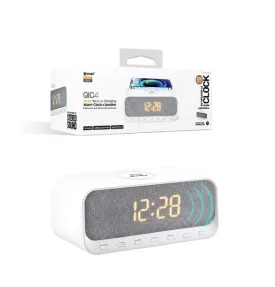 XPOWER All-In-One 15W Wireless Charging   Bluetooth Speaker Alarm Clock - White